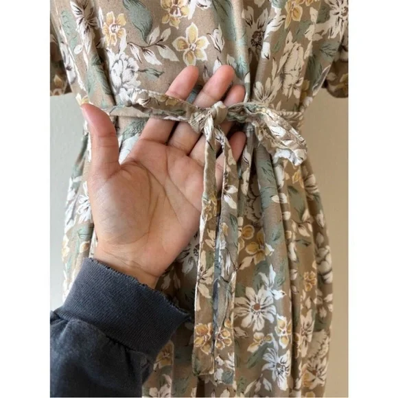 Oh! Mamma 90s green & beige floral maxi dress - Picture 4 of 7